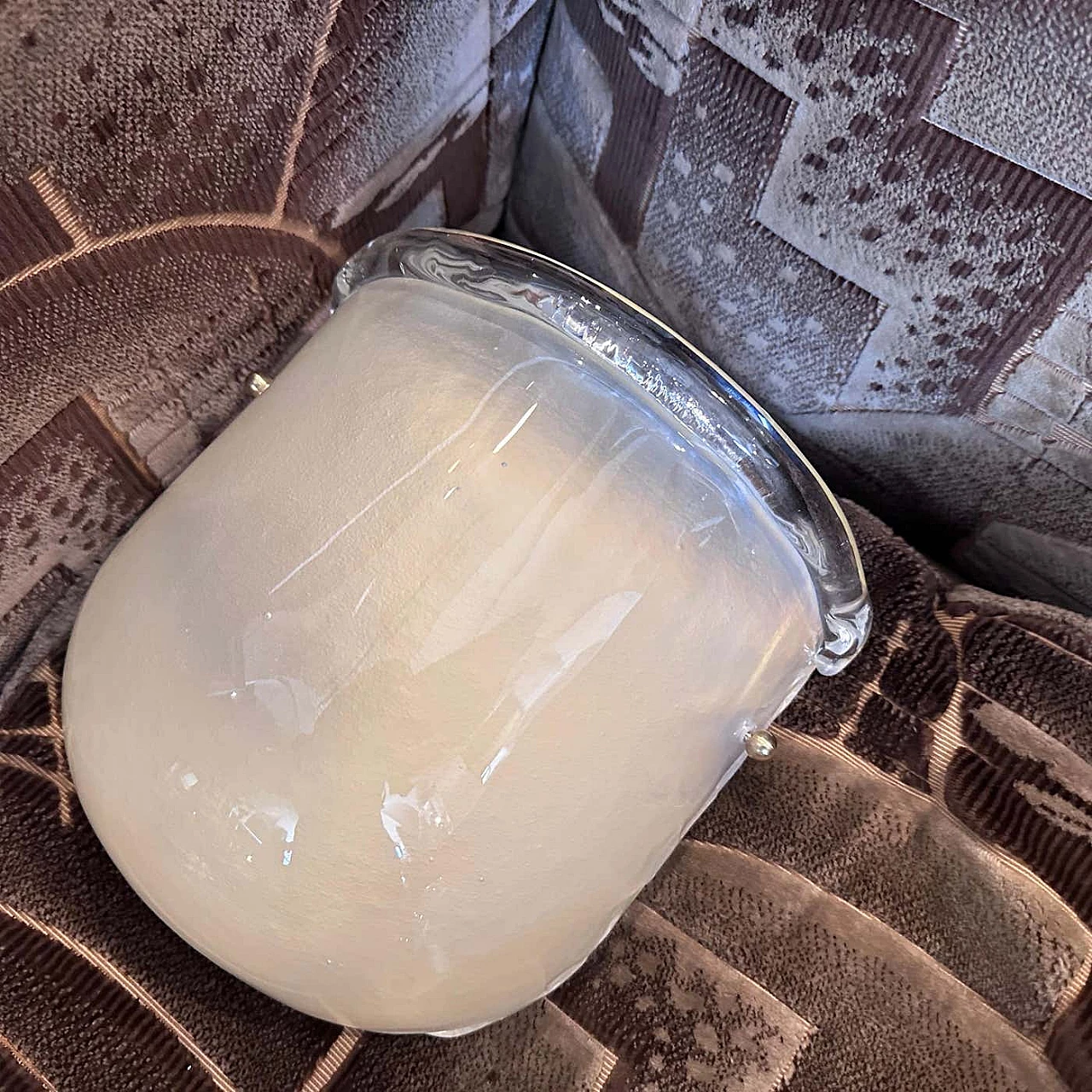 Coppia di lampade da parete in ottone e vetro di Murano, anni '80 10