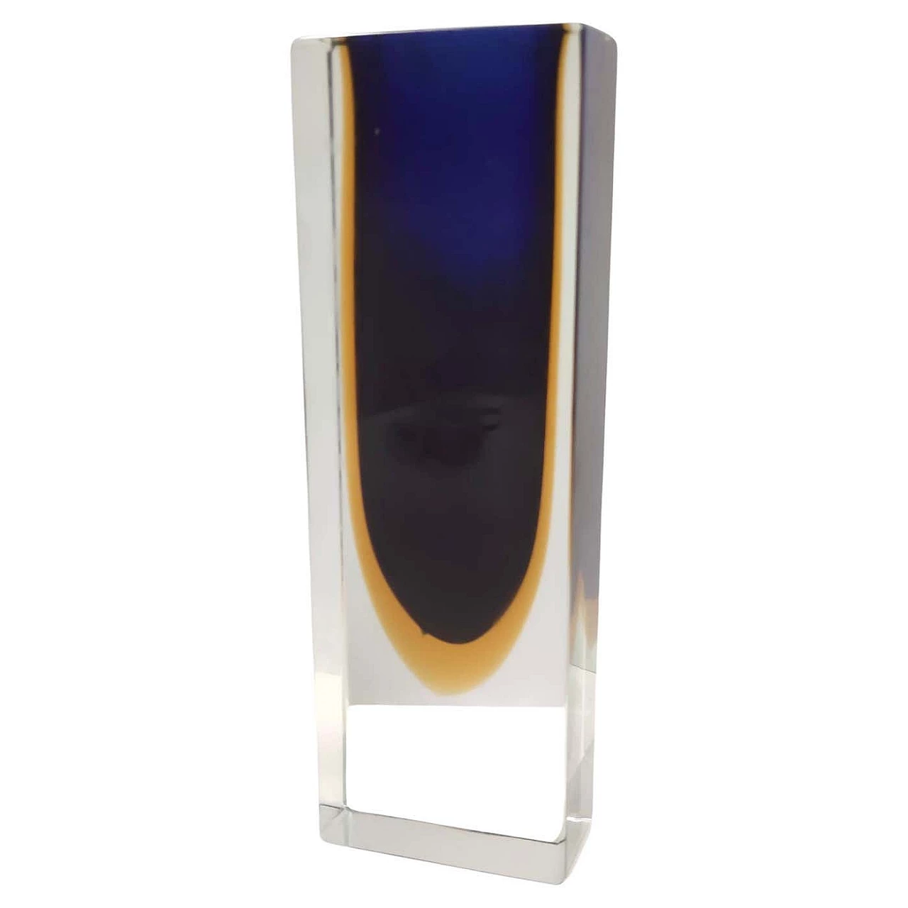 Blue and yellow submerged Murano glass vase attributed to Flavio Poli, 1960s 1