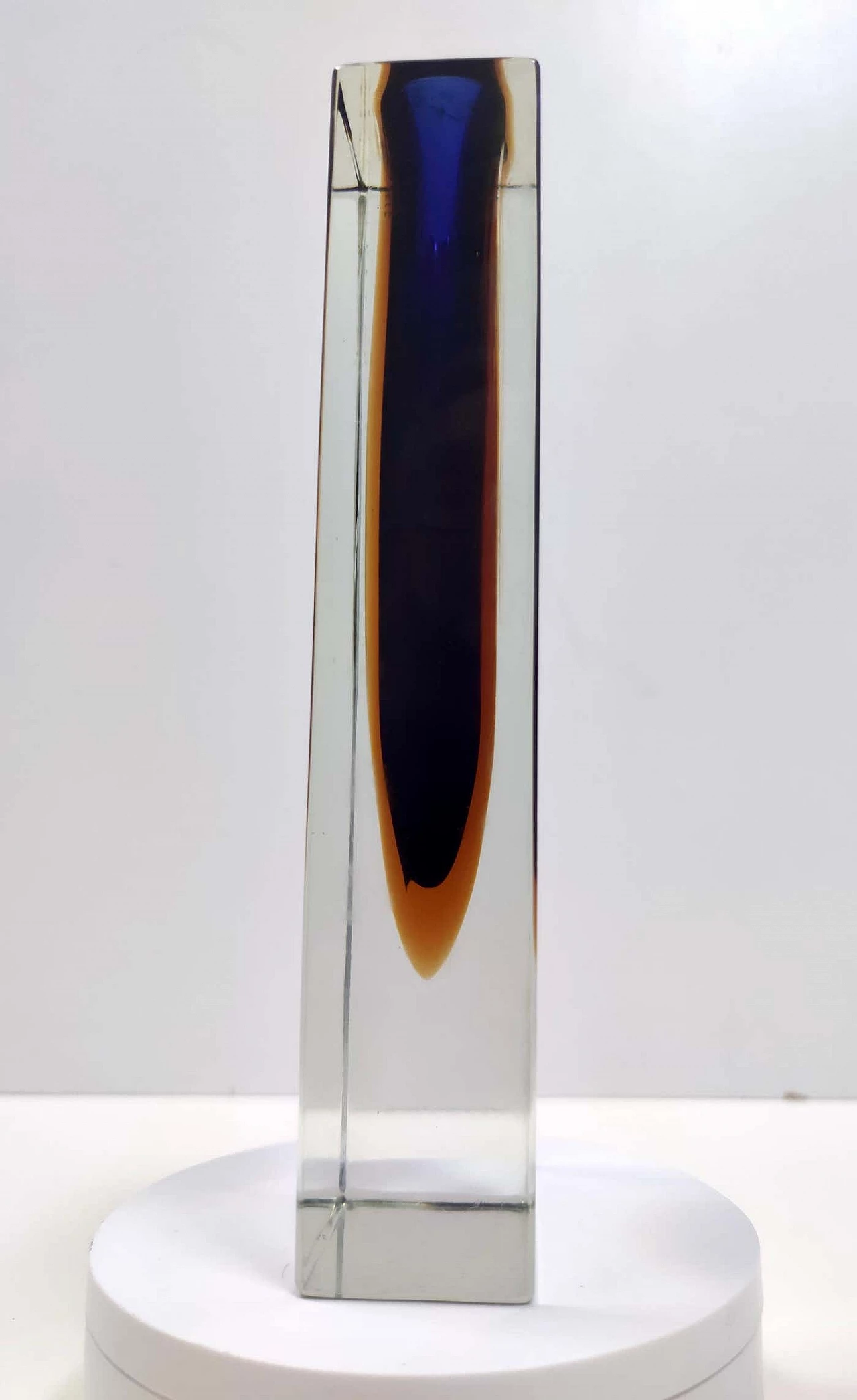 Blue and yellow submerged Murano glass vase attributed to Flavio Poli, 1960s 2