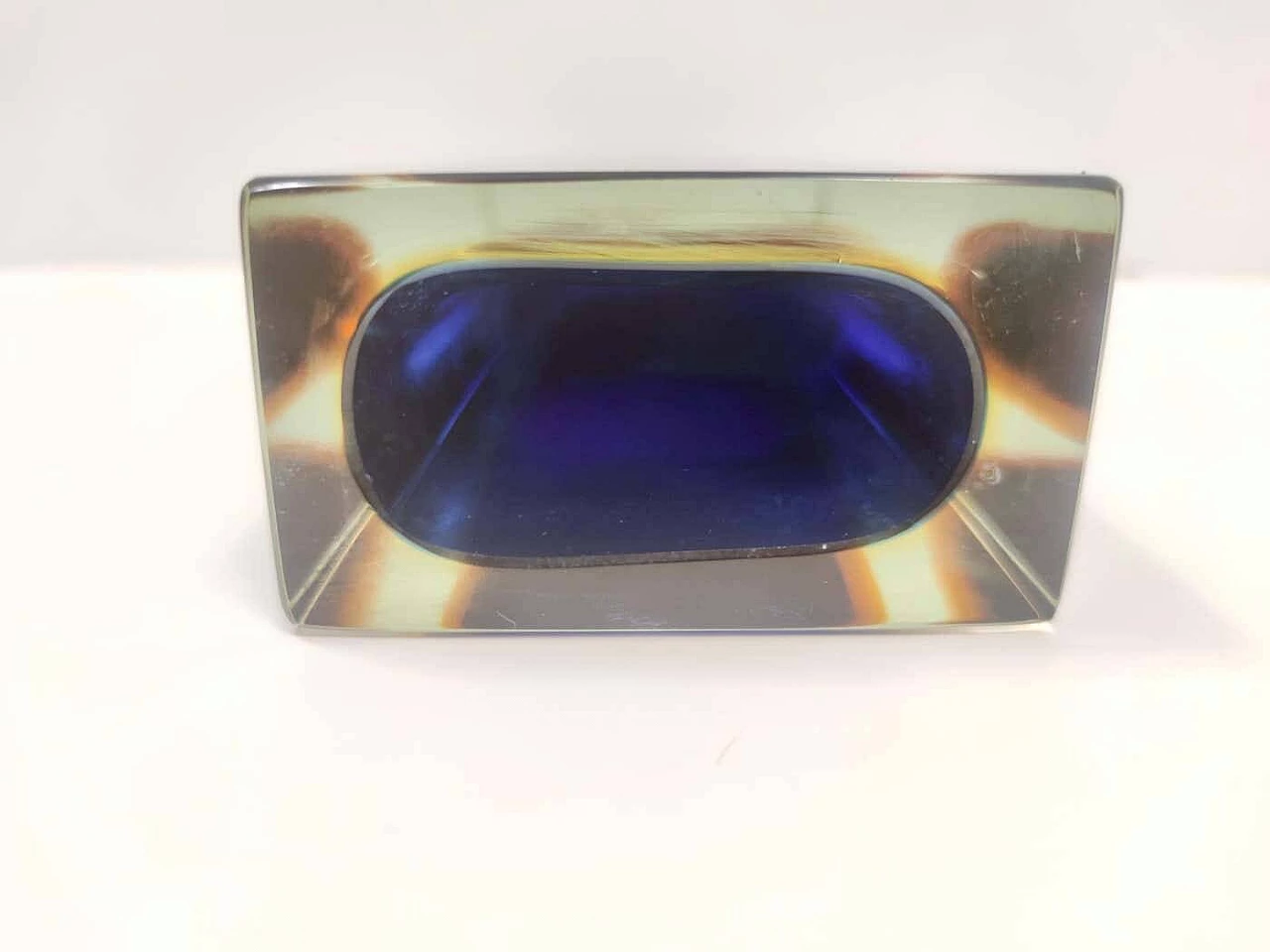Blue and yellow submerged Murano glass vase attributed to Flavio Poli, 1960s 3