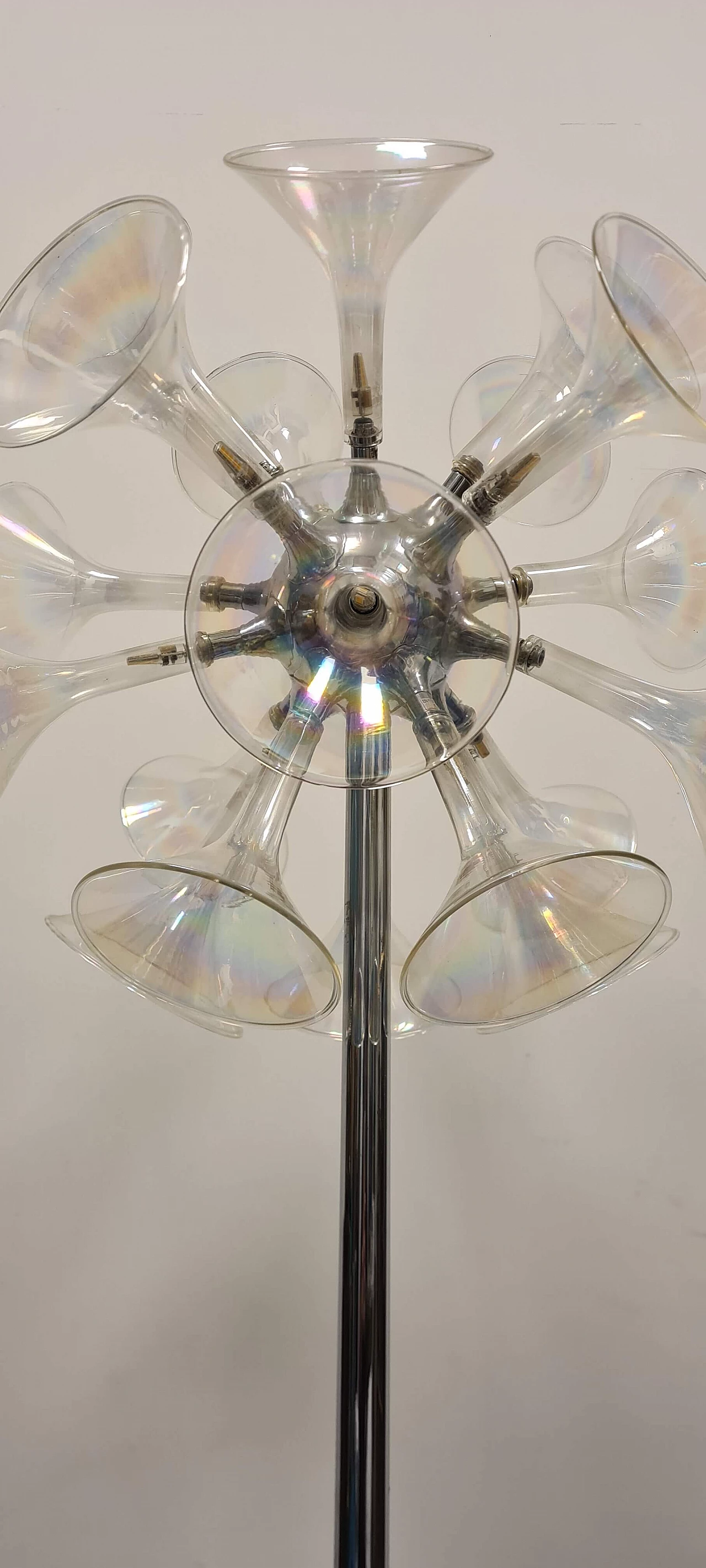Lampada da terra Sputnik in metallo e vetro, anni '60 4