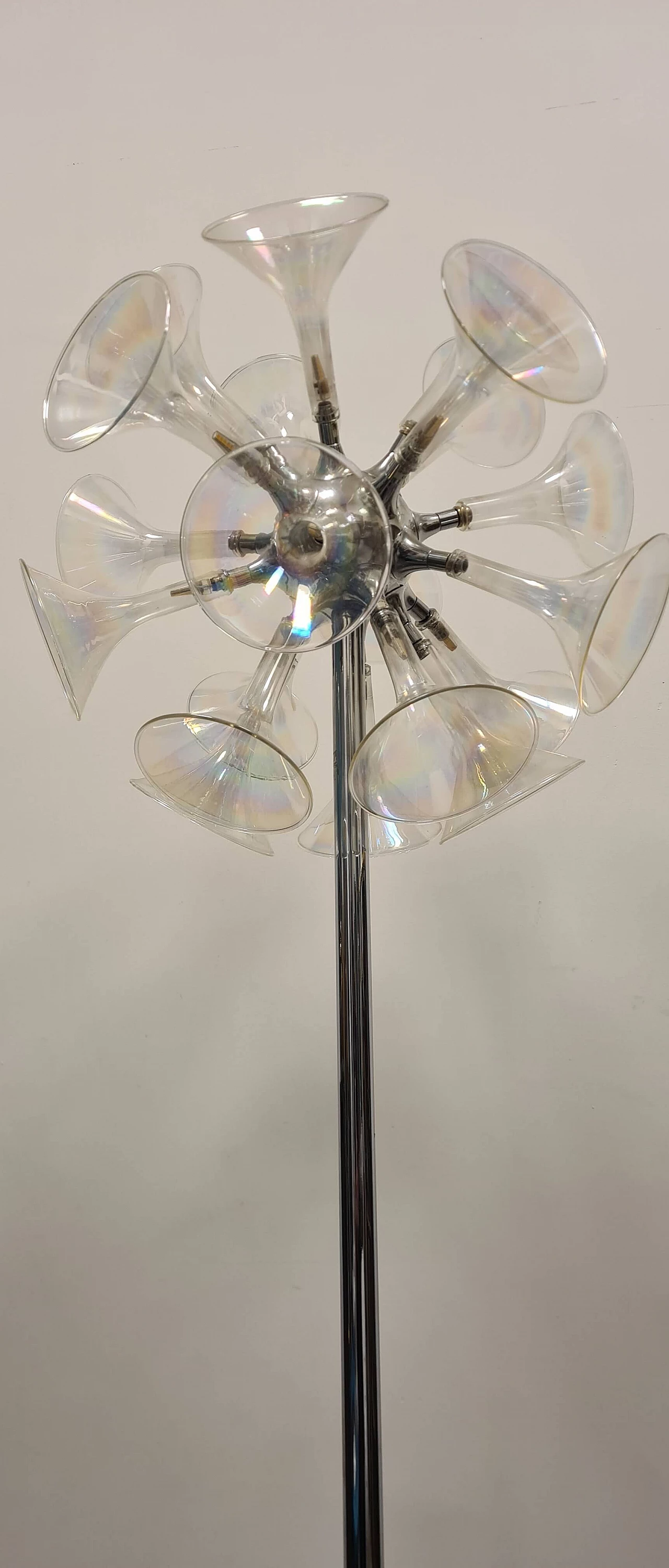 Lampada da terra Sputnik in metallo e vetro, anni '60 7