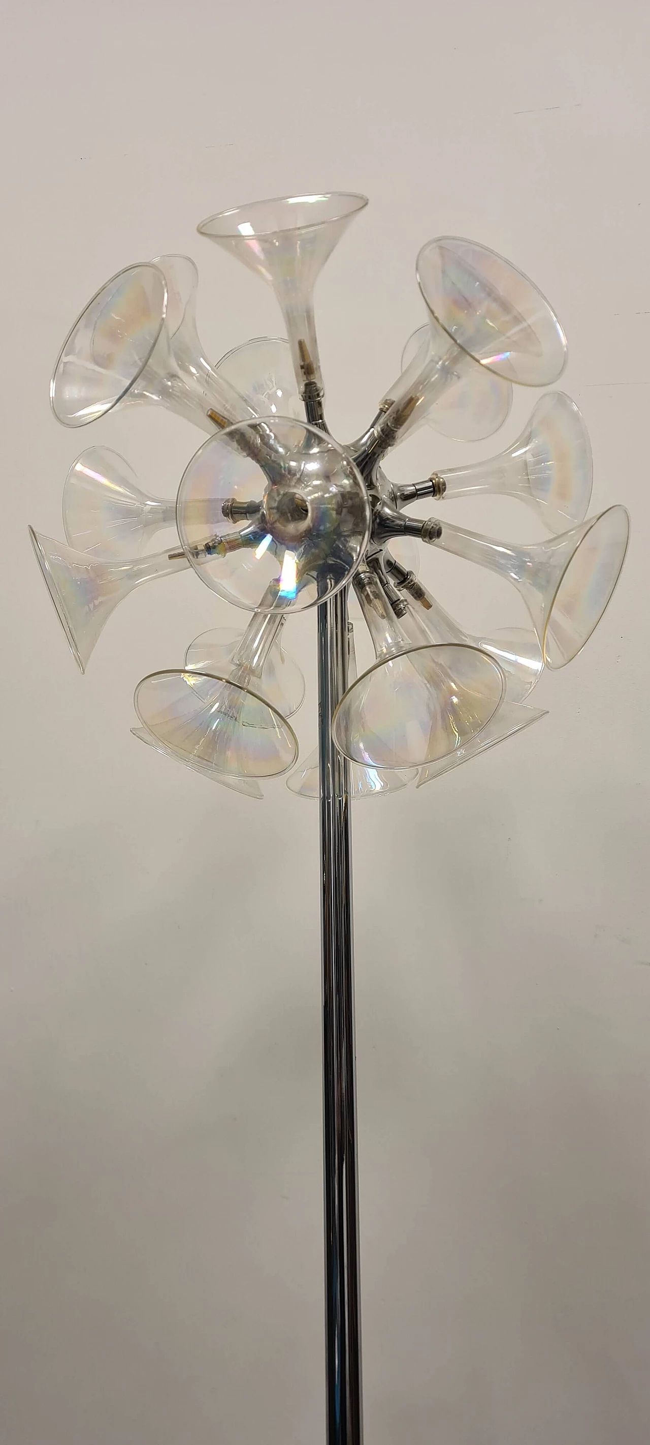 Lampada da terra Sputnik in metallo e vetro, anni '60 8