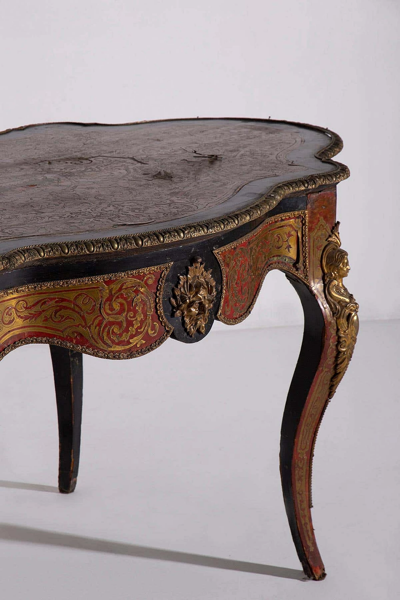 Bronze panelled desk in Boulle style, late 19th century 8