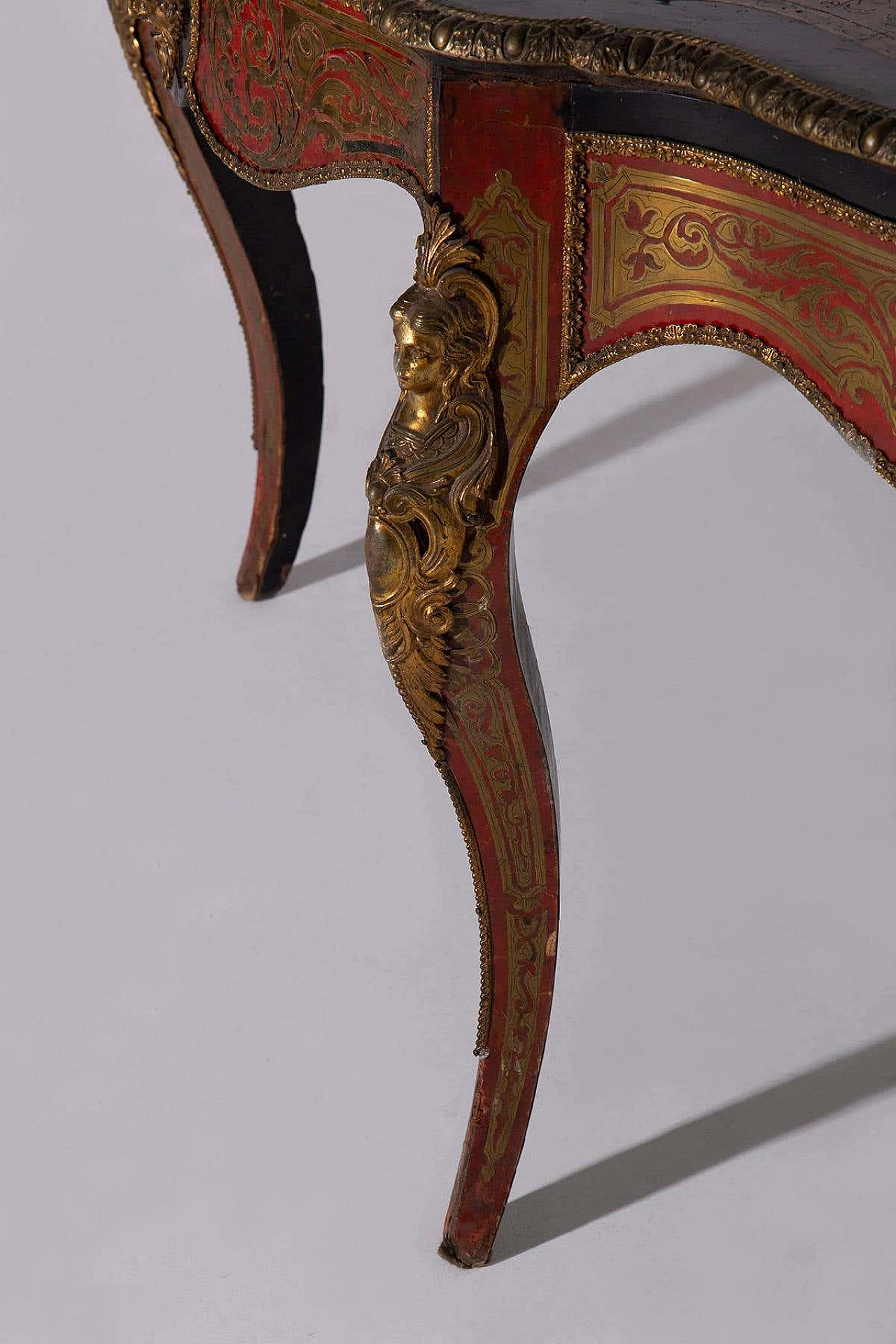 Scrivania a pannelli in bronzo in stile Boulle, fine '800 9