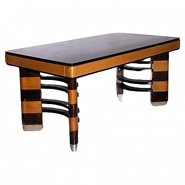 Rationalist dining table with metal elements, 1920s