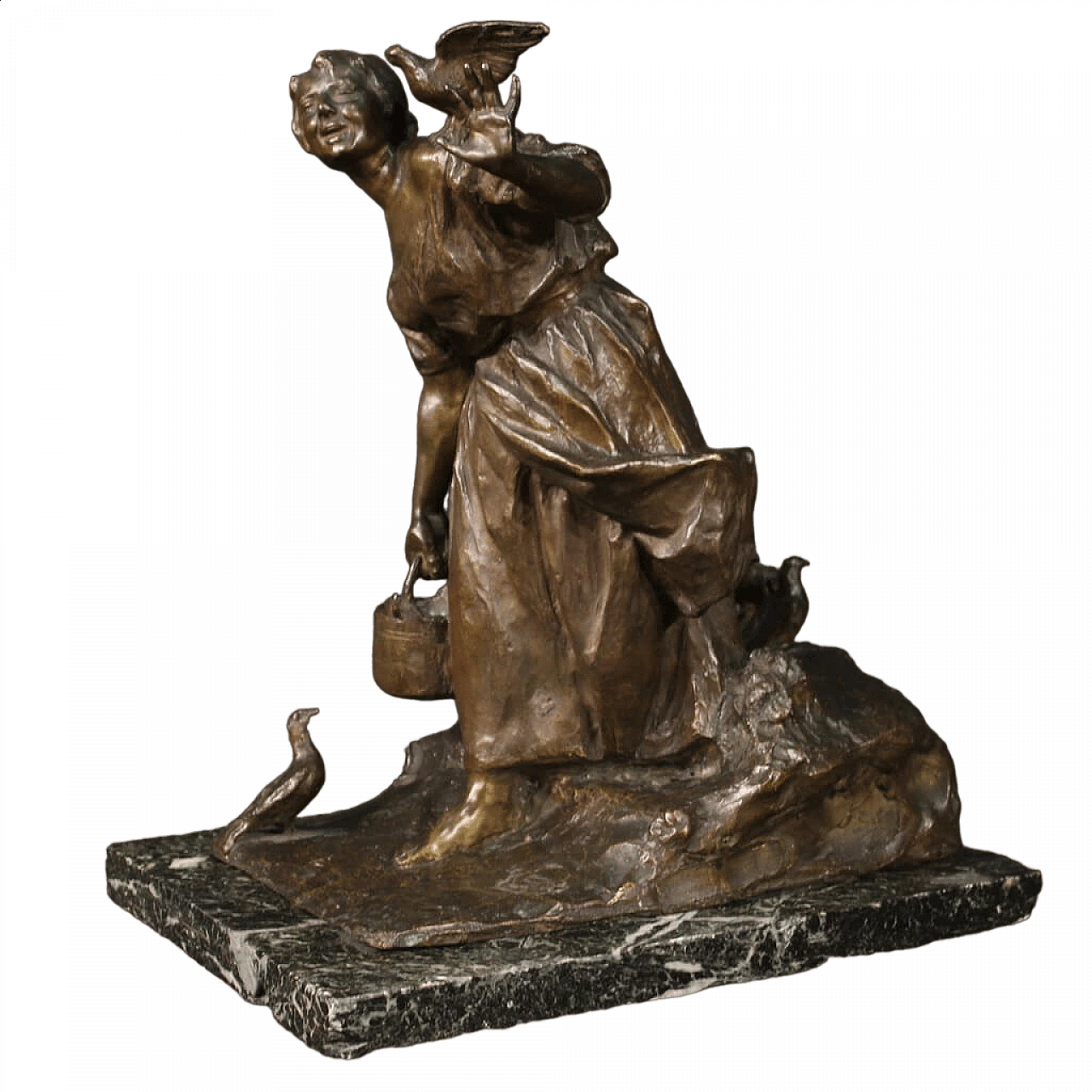 Celestino Fumagalli, peasant girl, bronze sculpture 13