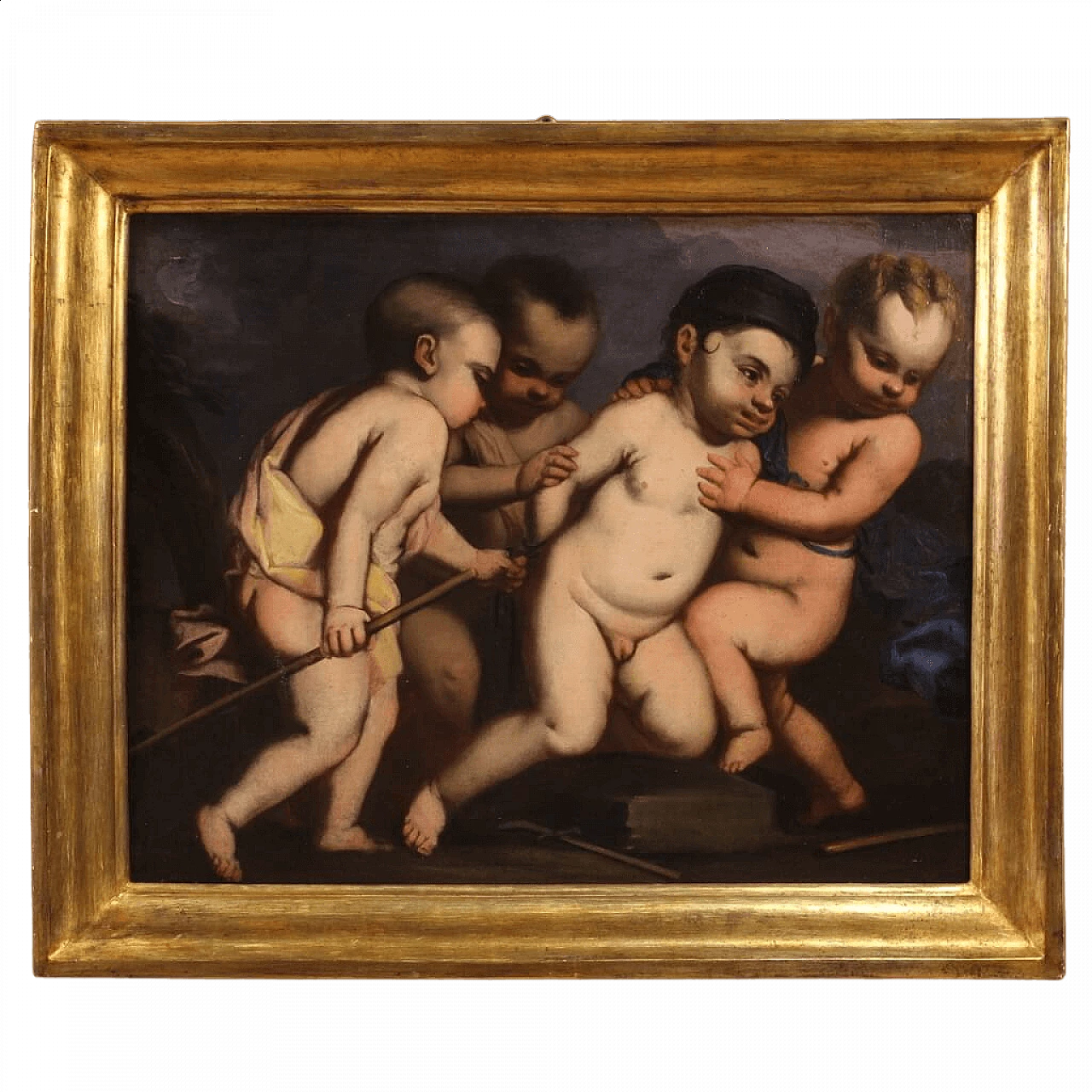 Massimo Stanzione, gioco di putti, dipinto a olio su tela, prima metà del '600 16
