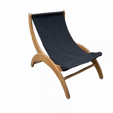Armchair in multilayer beech and fabric attributed to Ingmar Relling, 1960s