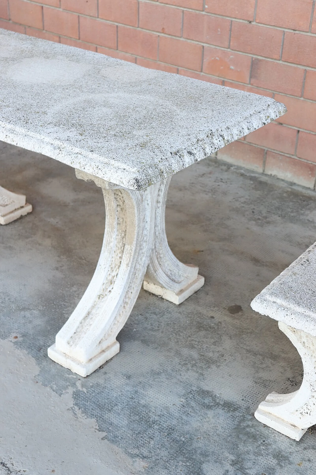 Table and pair of stools in grit and concrete, 1920s 5