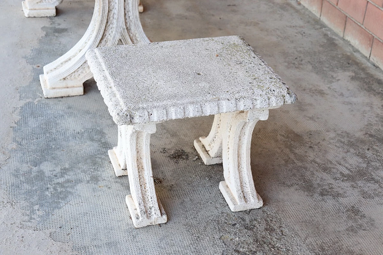 Table and pair of stools in grit and concrete, 1920s 8