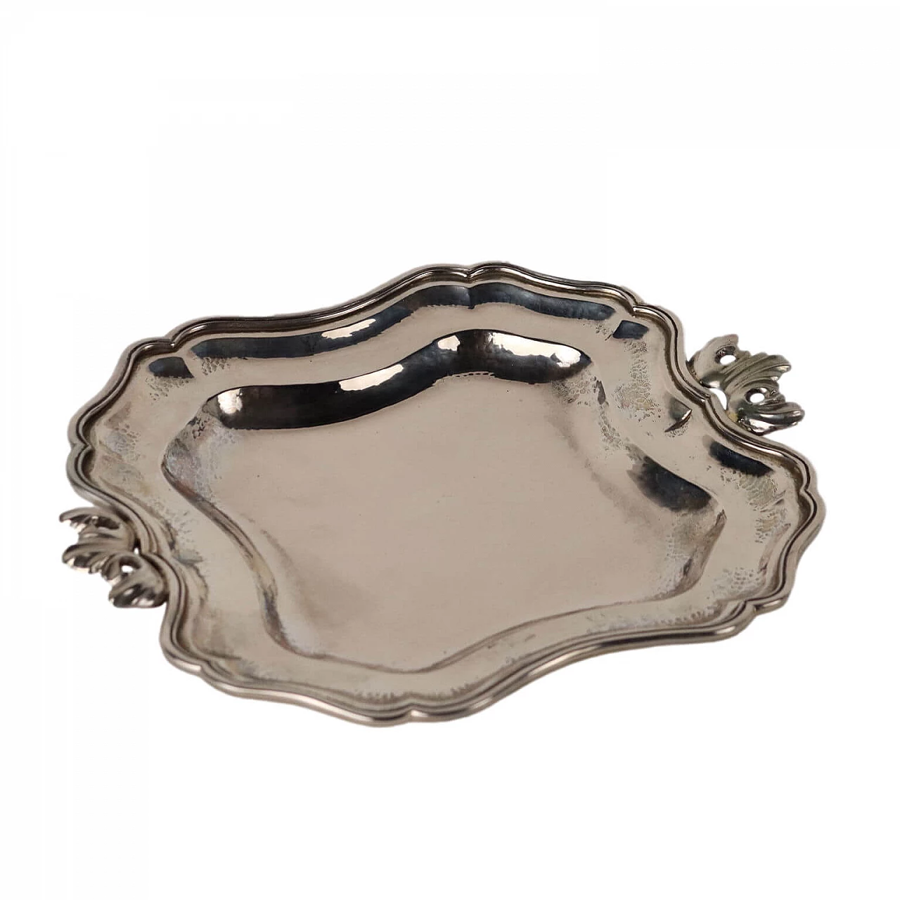 Solid silver tray with handles, 1980s 1