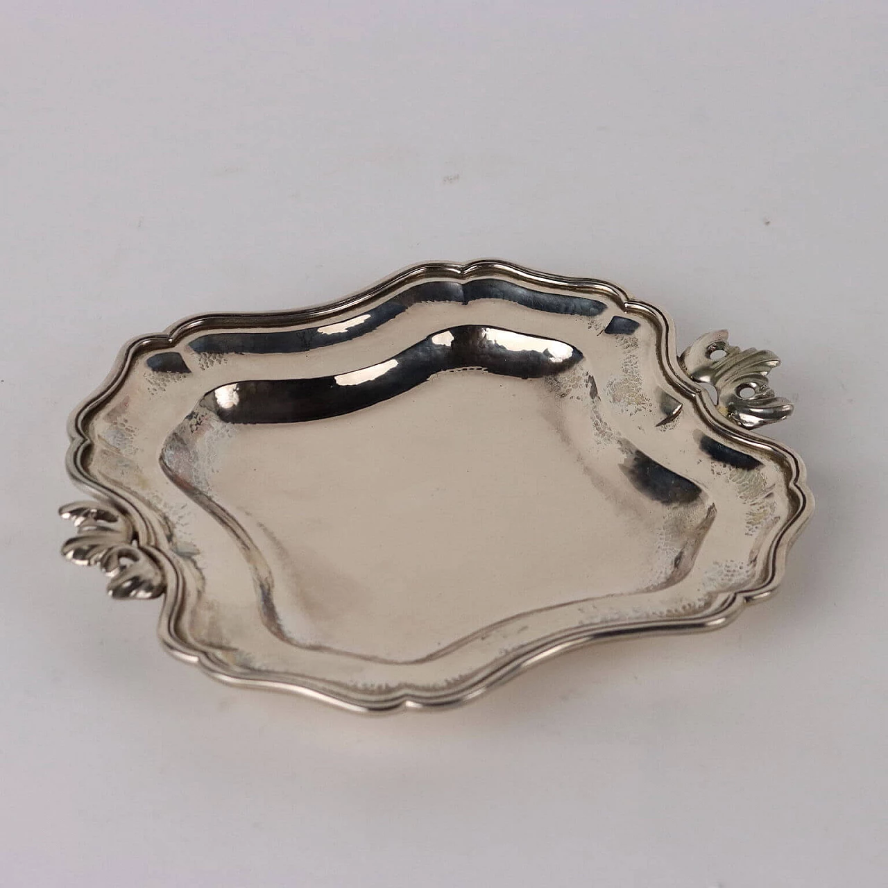 Solid silver tray with handles, 1980s 2