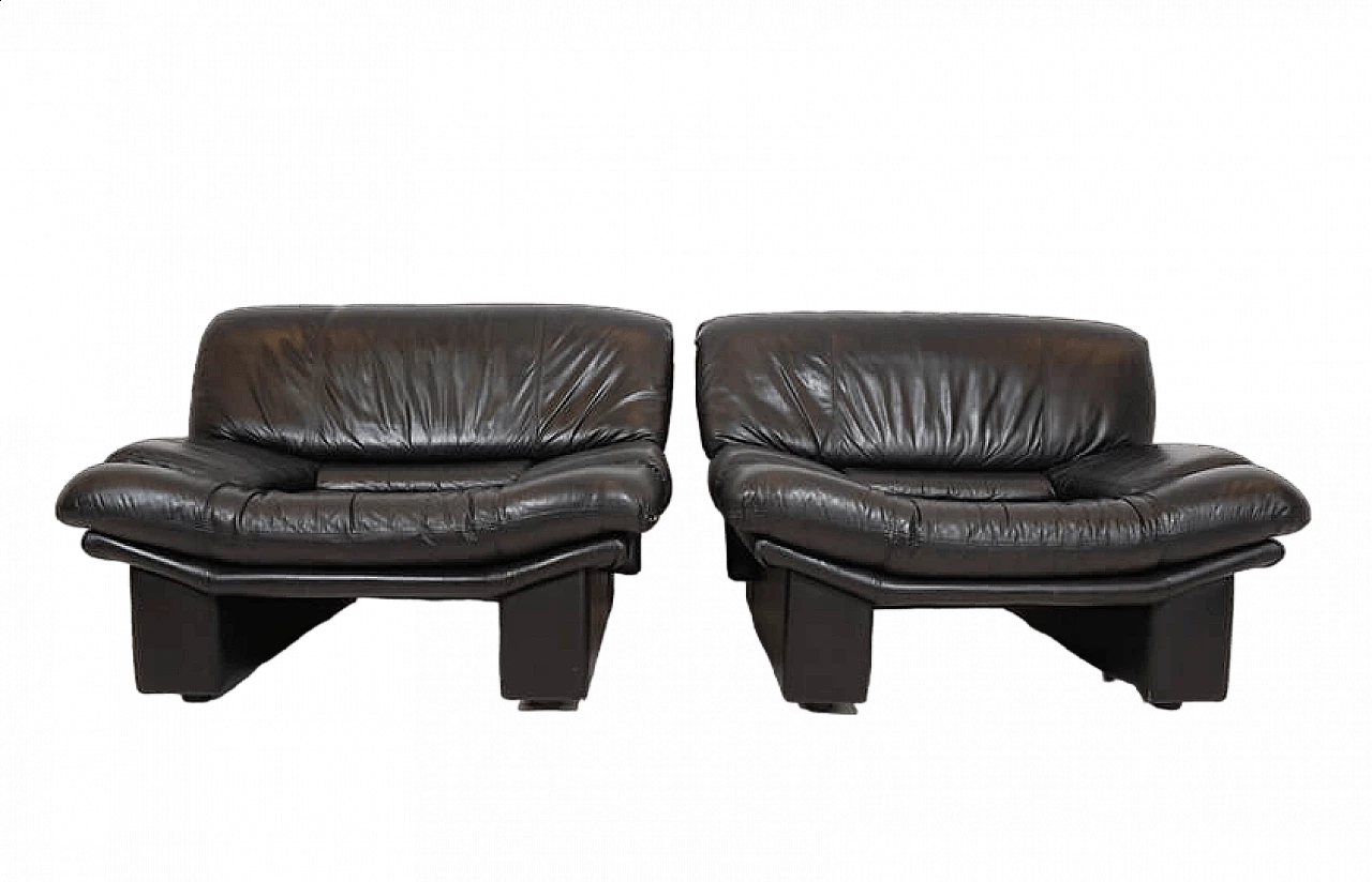 Pair of Ambassador leather armchairs by Nicoletti Salotti for Avanti, 1980s 16