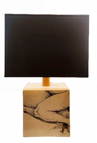 Lampada da tavolo nera, bianca e dorata, anni '70