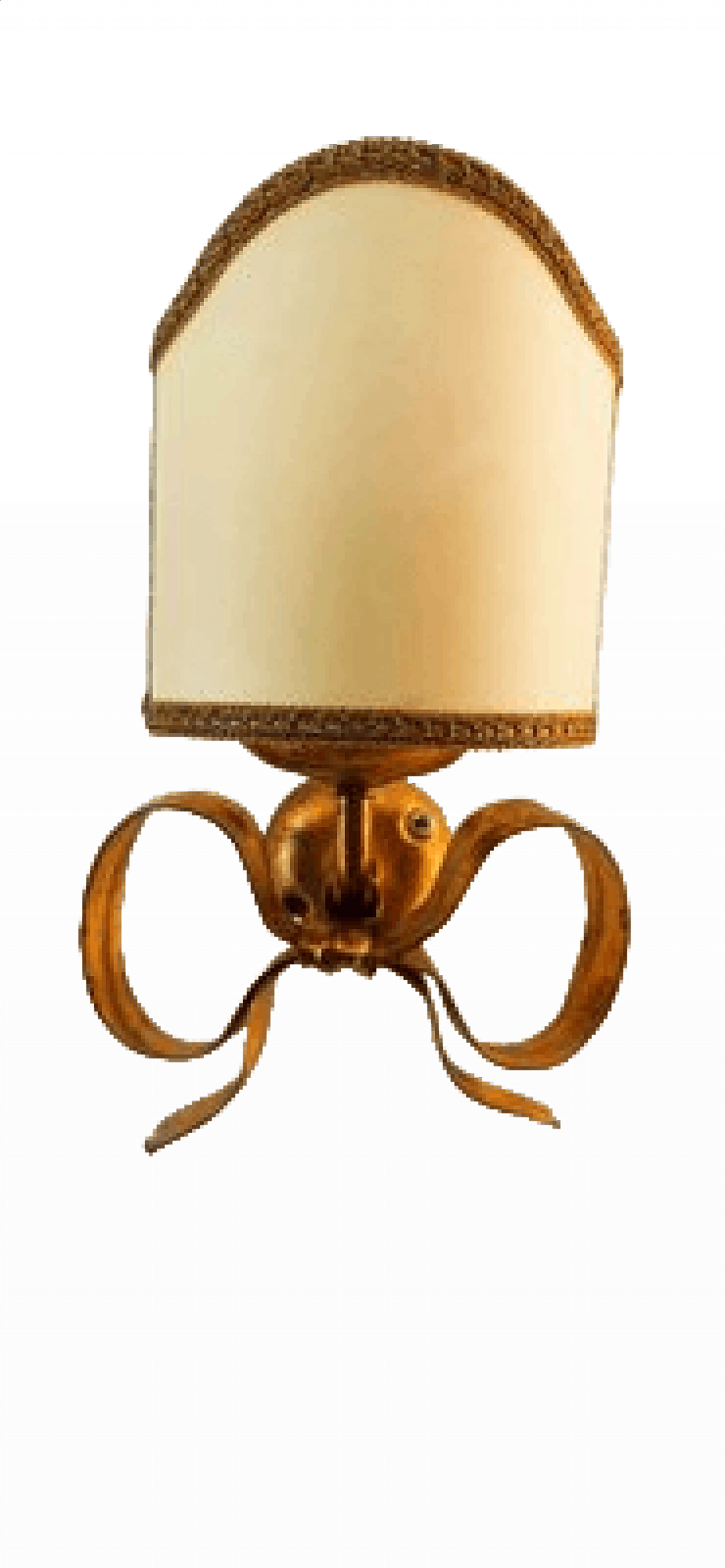Gilded wrought iron wall light with bow by Li Puma, 1970s 20