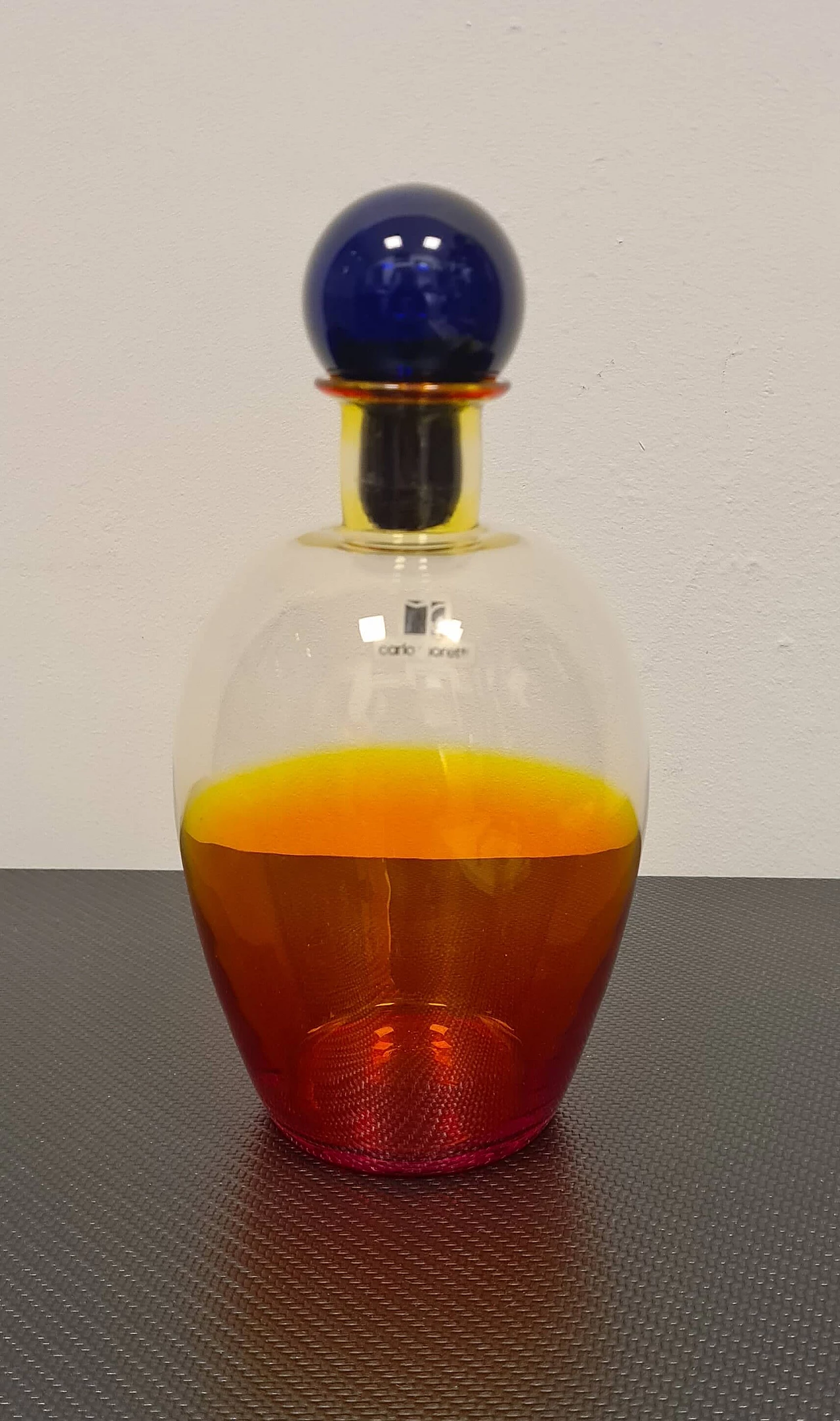 Bottiglia in vetro di Murano soffiato di Carlo Moretti, anni '80 1