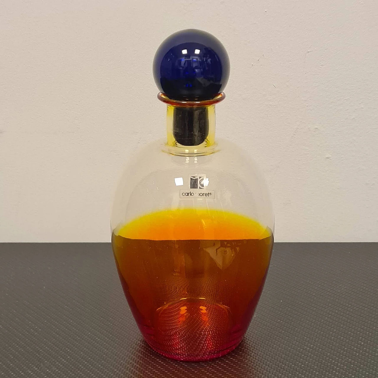 Blown Murano glass bottle by Carlo Moretti, 1980s 2