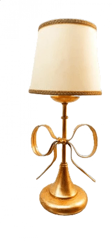 Wrought iron and parchment table lamp with bow by Li Puma, 1970s