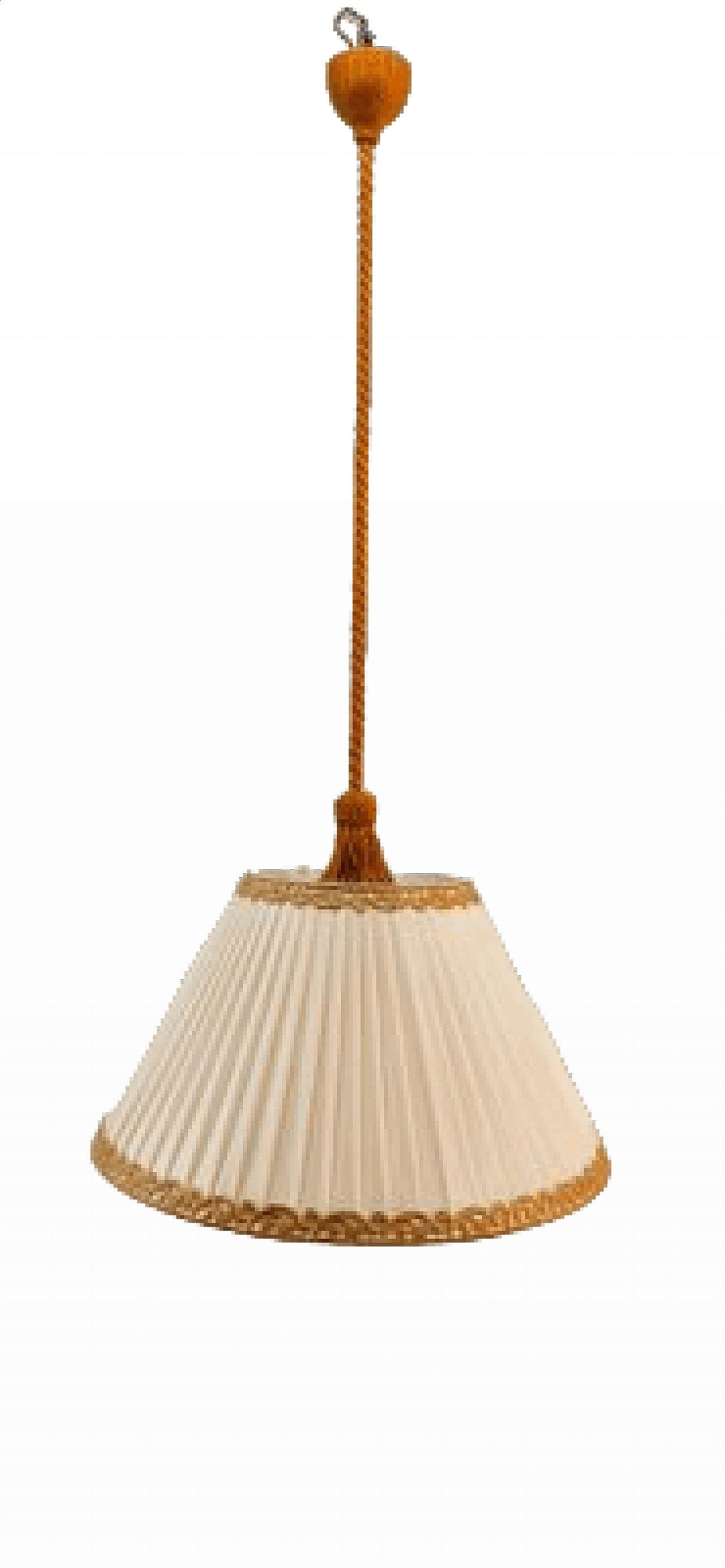 Lampada a sospensione con paralume plissettato, anni '50 20