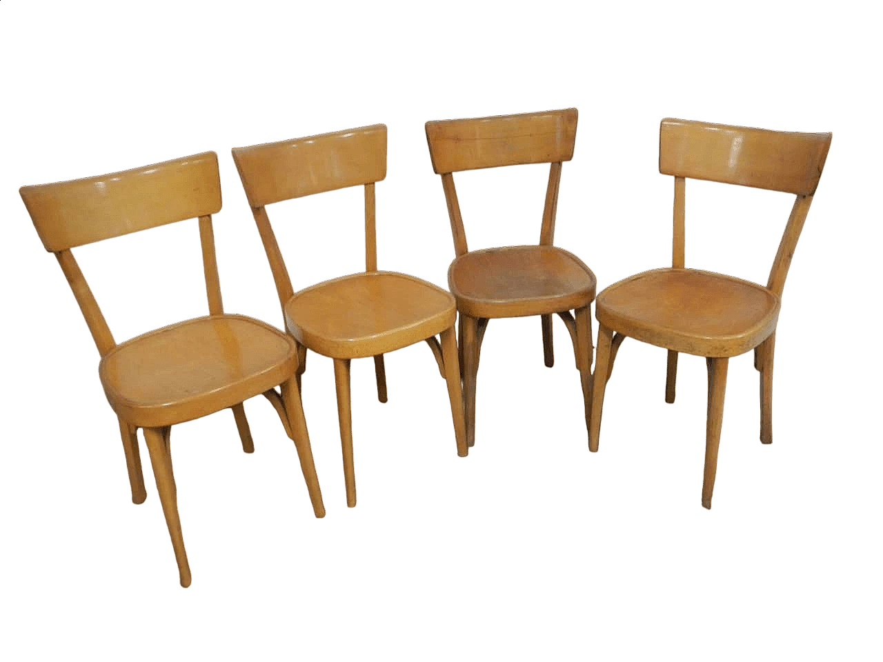 4 Beech chairs, 1950s 10
