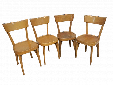 4 Beech chairs, 1950s