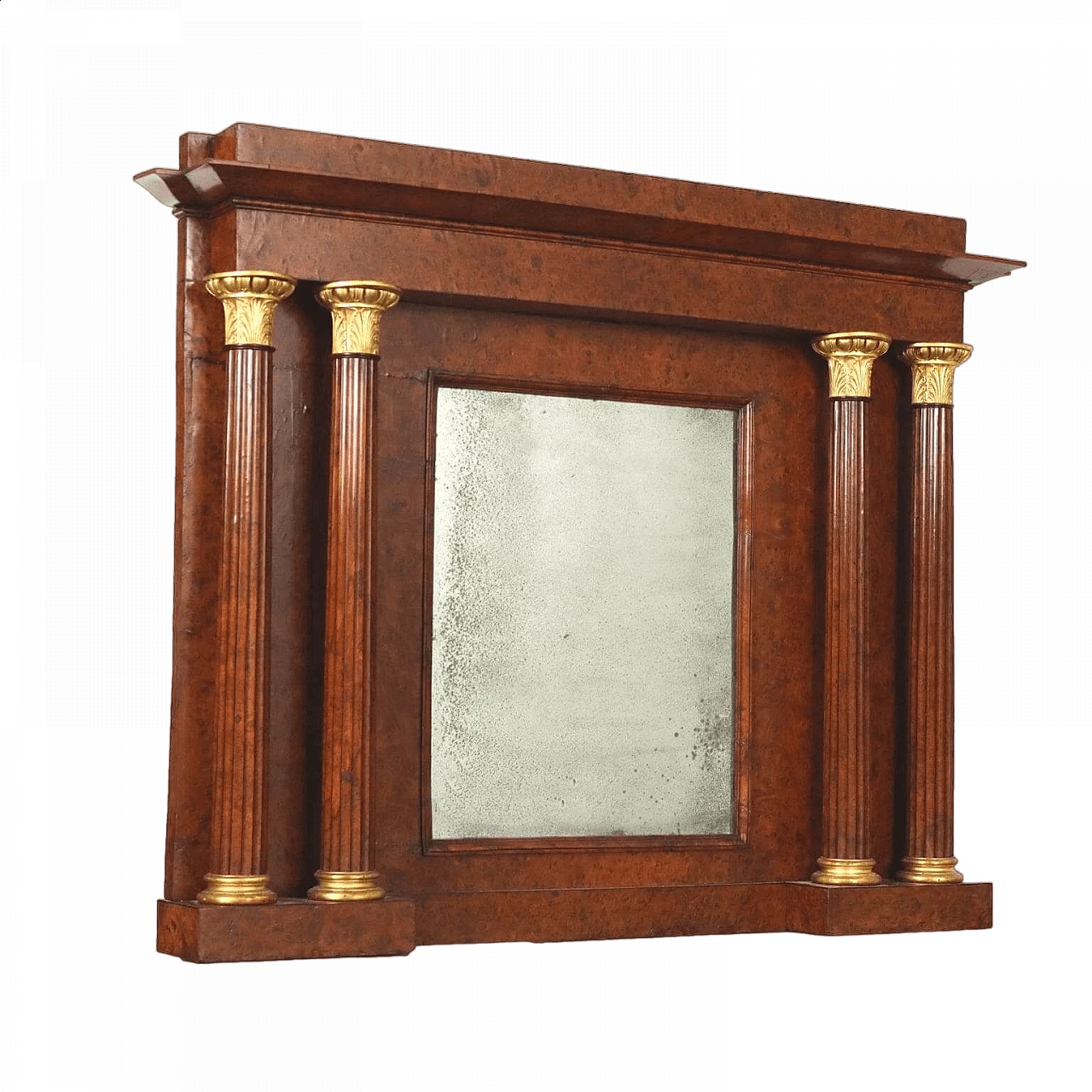 Charles X fireplace panelled in elm burl attributed to Paolo Moschini, 19th century 7