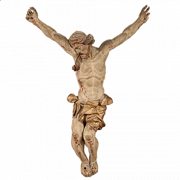 Christ crucified, polychrome and gilded wood sculpture, first half of the 18th century