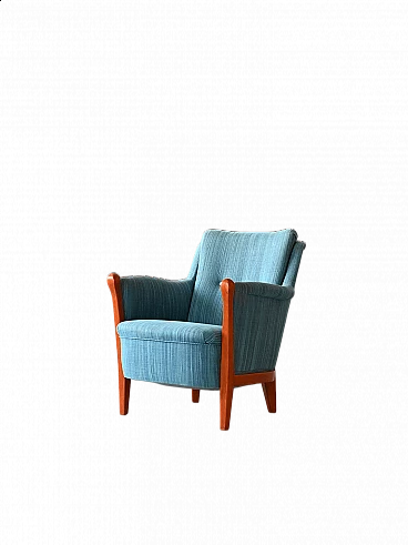 Scandinavian blue fabric armchair, 1960s