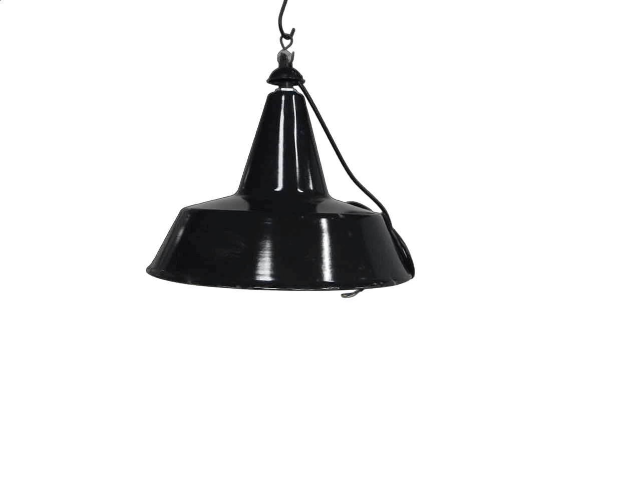 Industrial black and white metal hanging lamp, 1950s 10