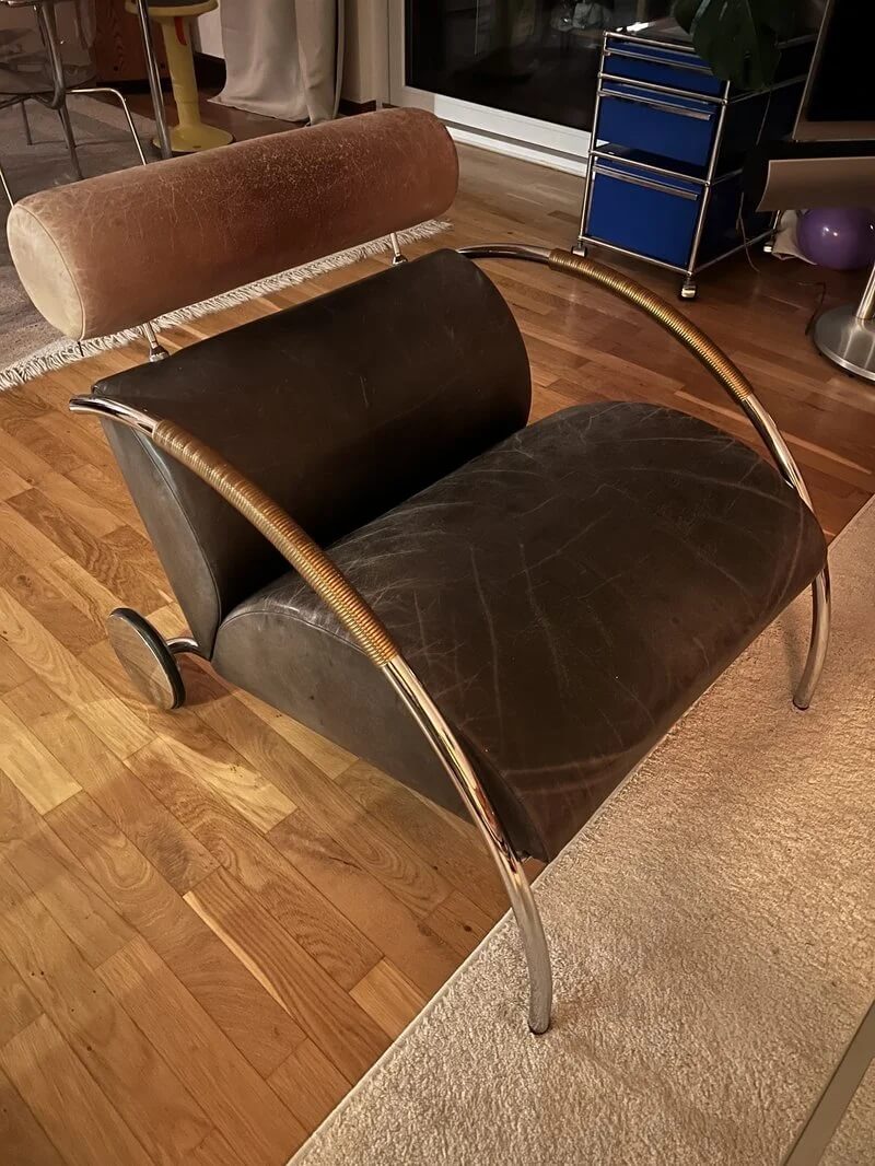Brown leather Zyklus armchair by Peter Maly for COR, 1980 | intOndo