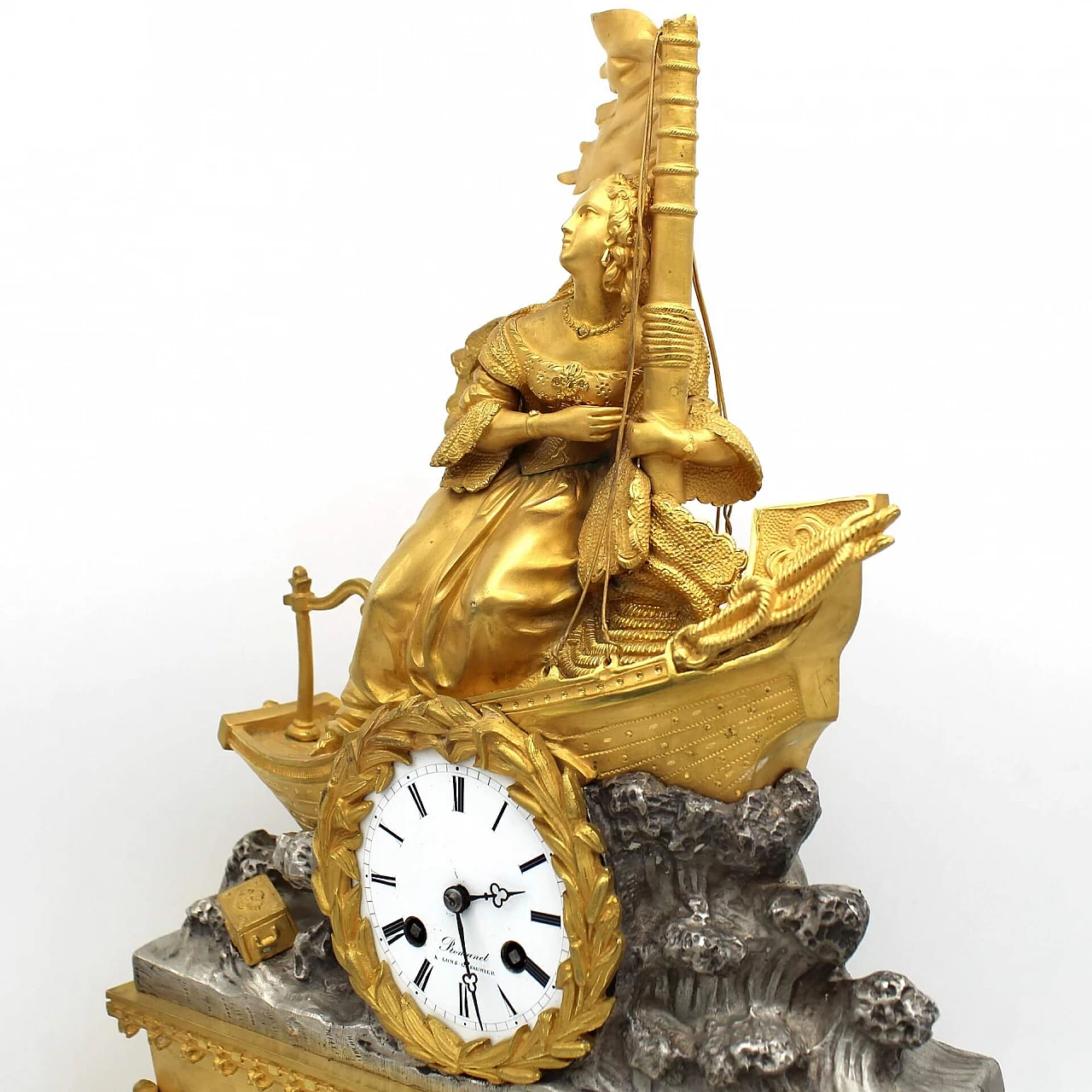 Orologio a pendolo Luigi Filippo in bronzo dorato, '800 6