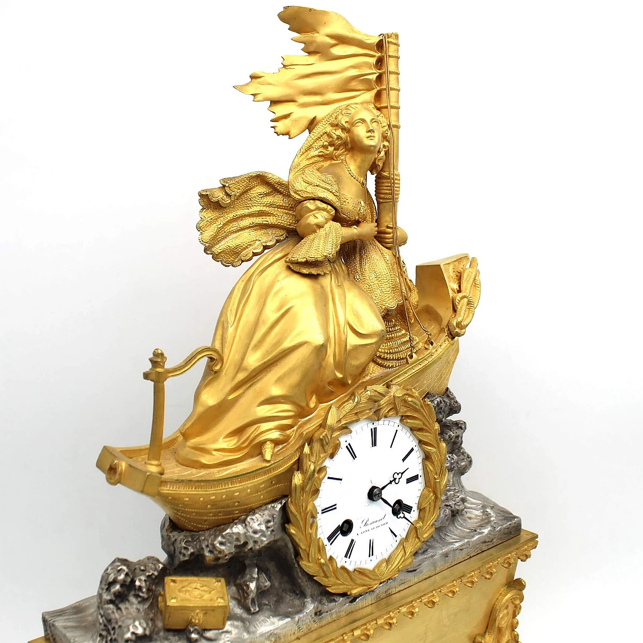 Orologio a pendolo Luigi Filippo in bronzo dorato, '800 7