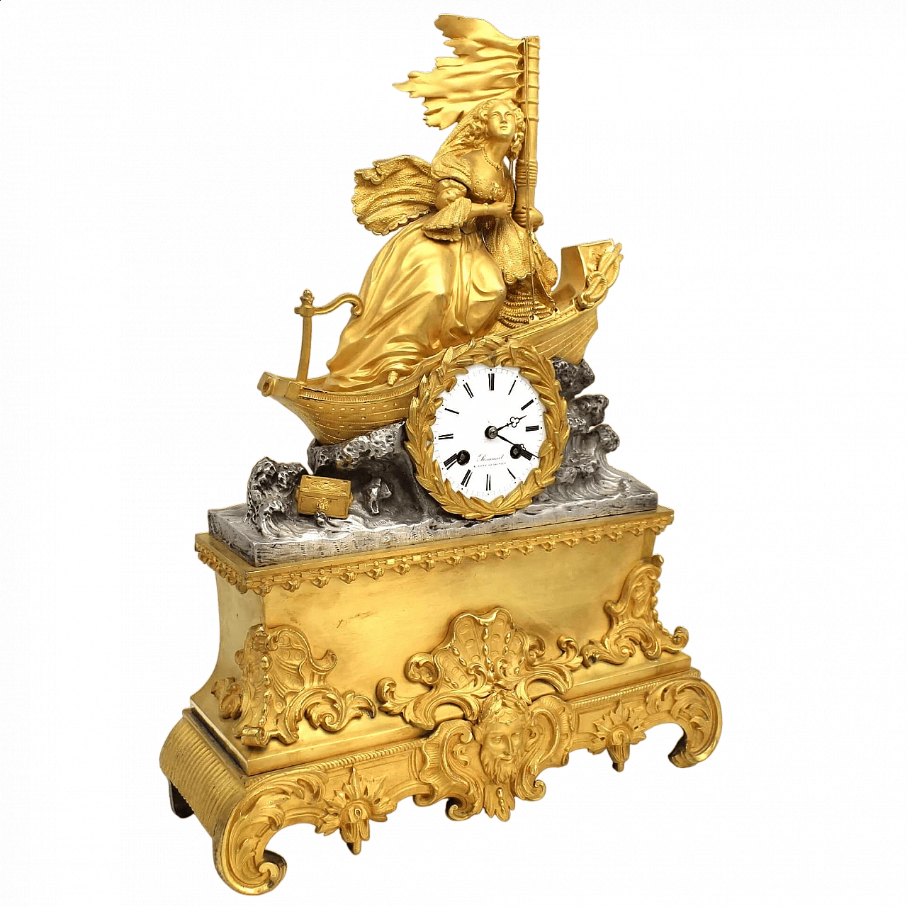 Orologio a pendolo Luigi Filippo in bronzo dorato, '800 10