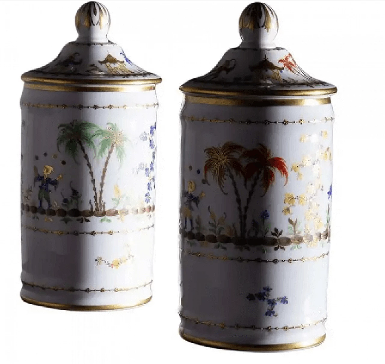 Pair of Le Tallec porcelain pharmacy vases, 1970s 1