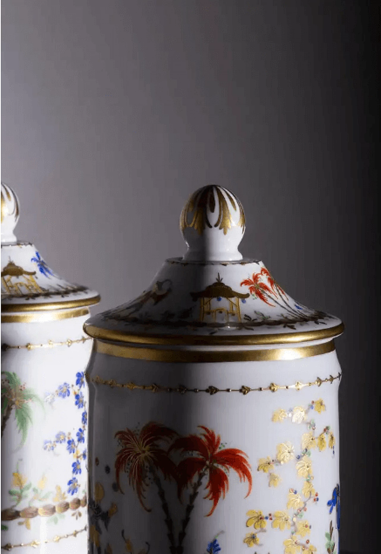 Pair of Le Tallec porcelain pharmacy vases, 1970s 2