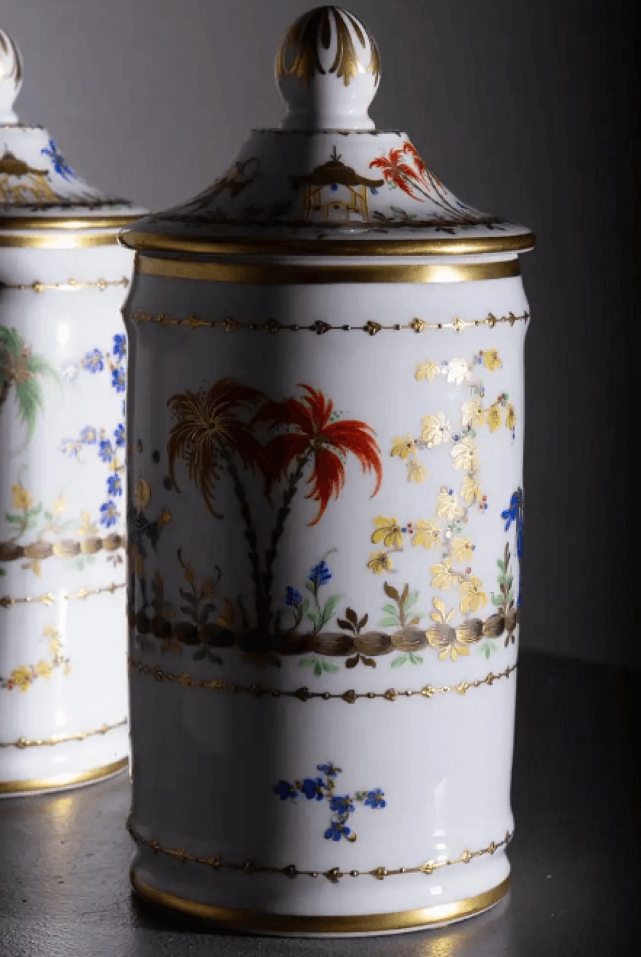 Pair of Le Tallec porcelain pharmacy vases, 1970s 6