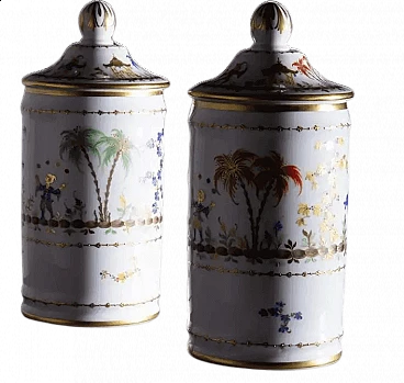 Pair of Le Tallec porcelain pharmacy vases, 1970s