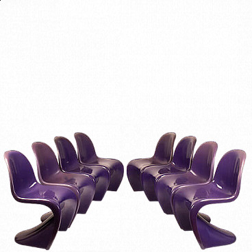 8 Plastic chairs by Verner Panton for Herman Miller, 1970s