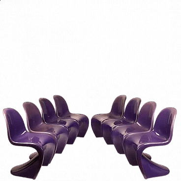 8 Sedie in plastica di Verner Panton per Herman Miller, anni '70