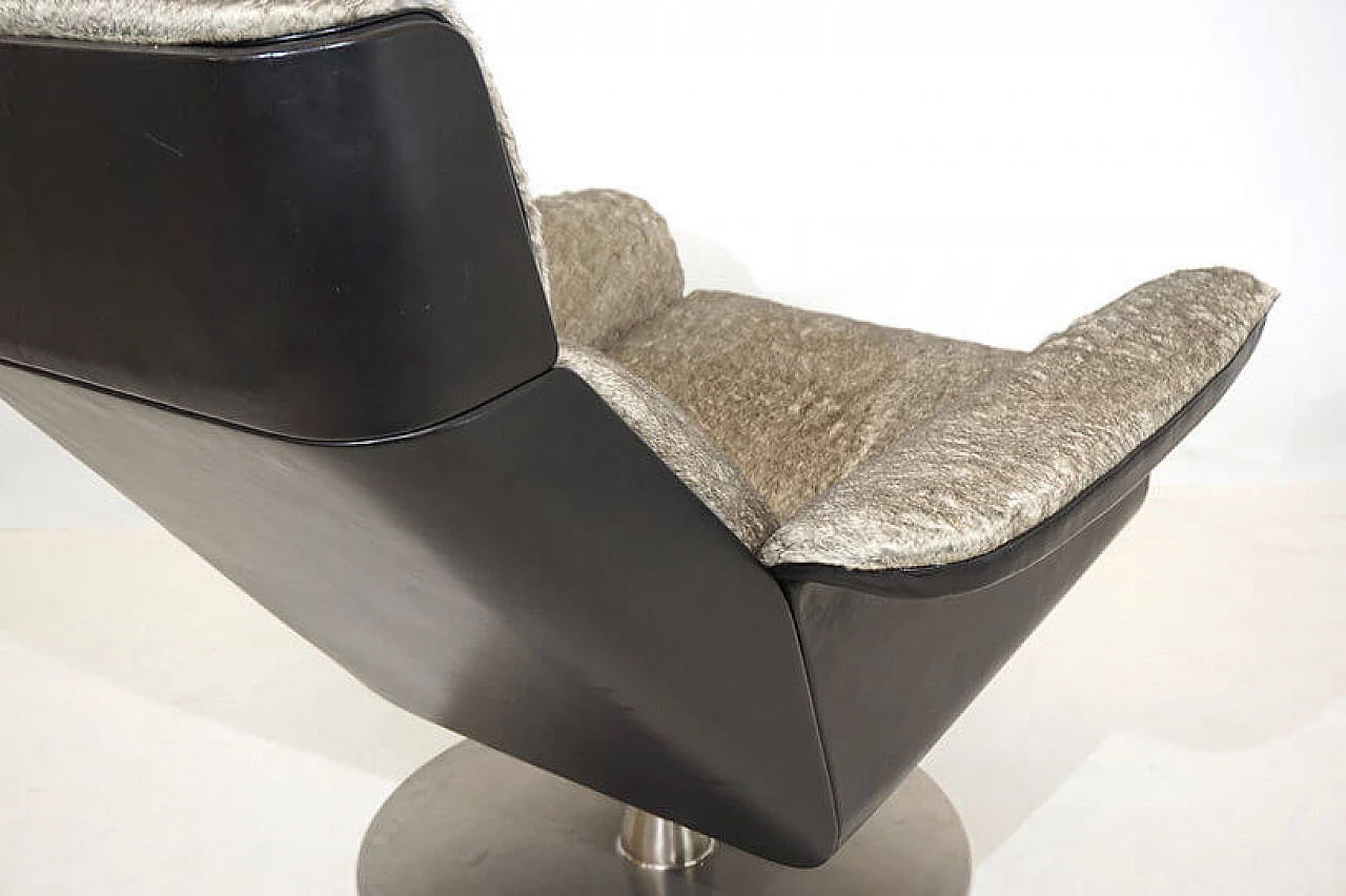 Poltrona lounge Kaufeld Siesta 62 con pouf di Jacques Brule, anni '60 14