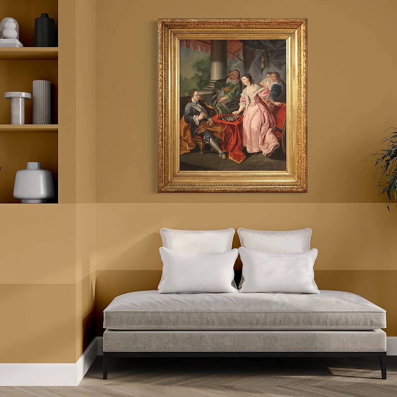 Partita a scacchi, olio su tela, fine '700 16