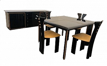 4 Sedie, tavolo e credenza di Pierre Cardin per Roche Bobois, anni '70