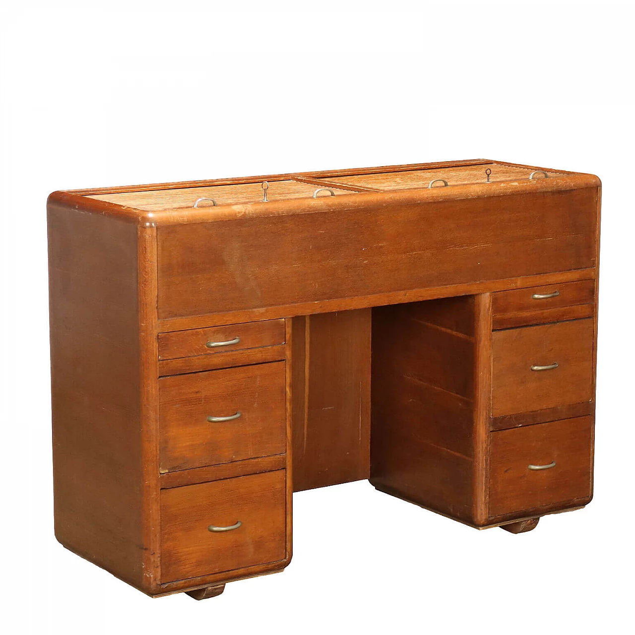 File cabinet in oak veneer with shutter top, 1950s 1