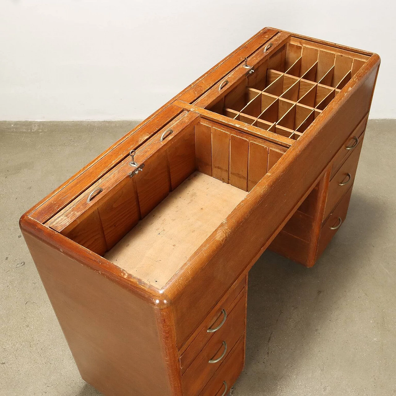 File cabinet in oak veneer with shutter top, 1950s 3