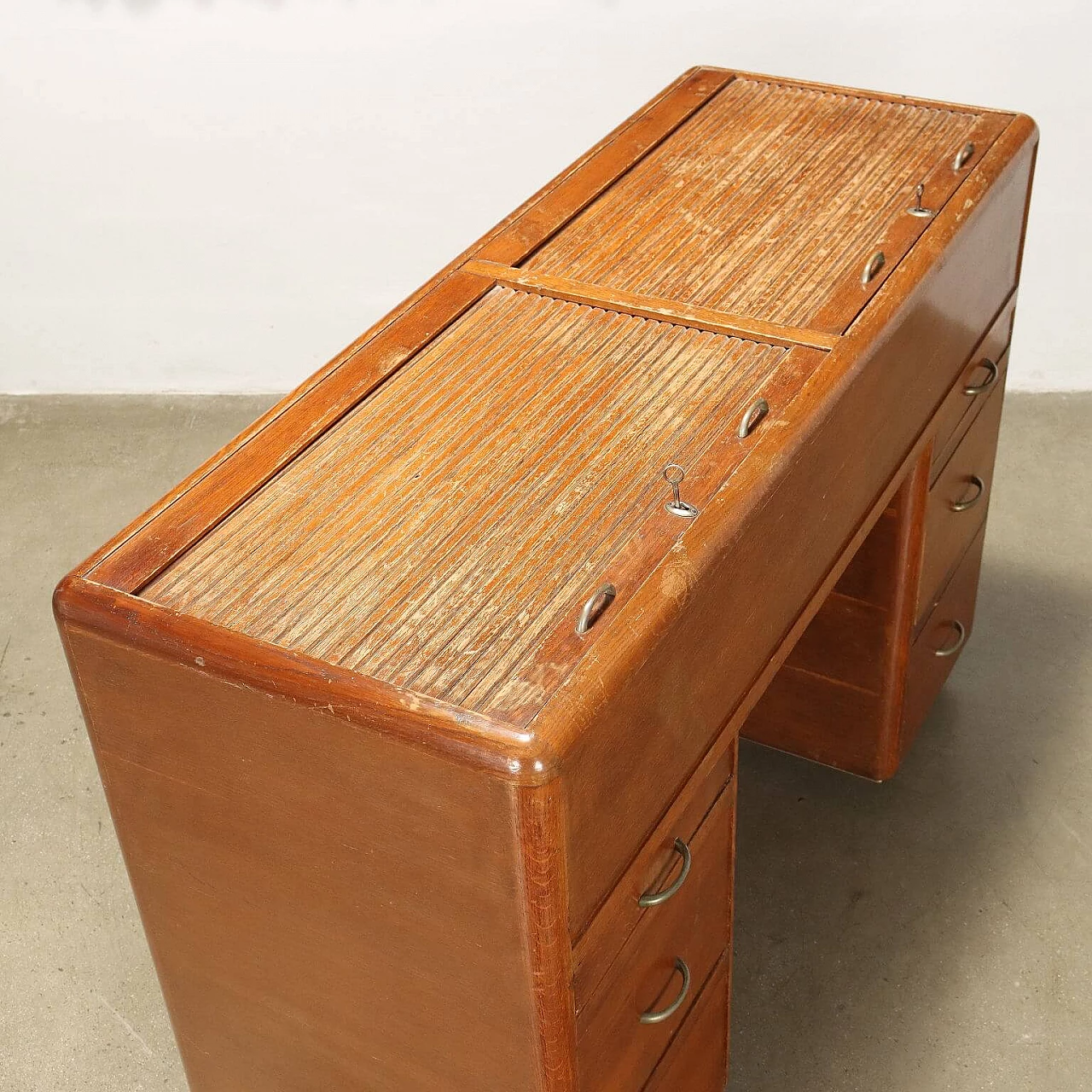 File cabinet in oak veneer with shutter top, 1950s 4
