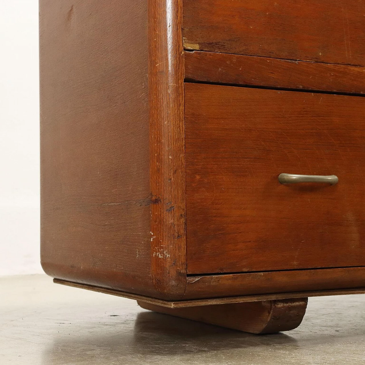 Mobile schedario in legno impiallacciato rovere con piano a serranda, anni '50 8