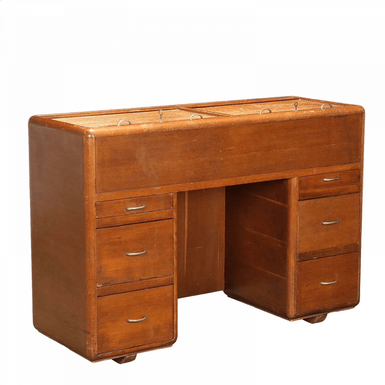 File cabinet in oak veneer with shutter top, 1950s 10