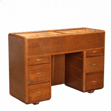 File cabinet in oak veneer with shutter top, 1950s