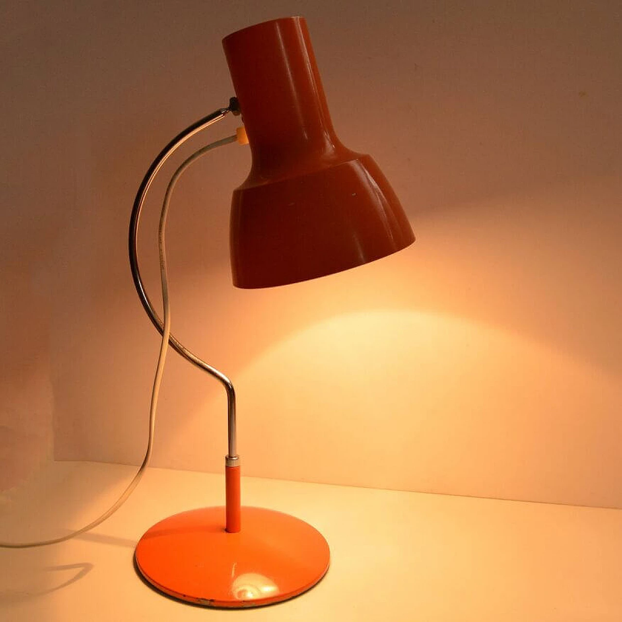 Orange table lamp by J. Hurka for Napako, 1960s 5
